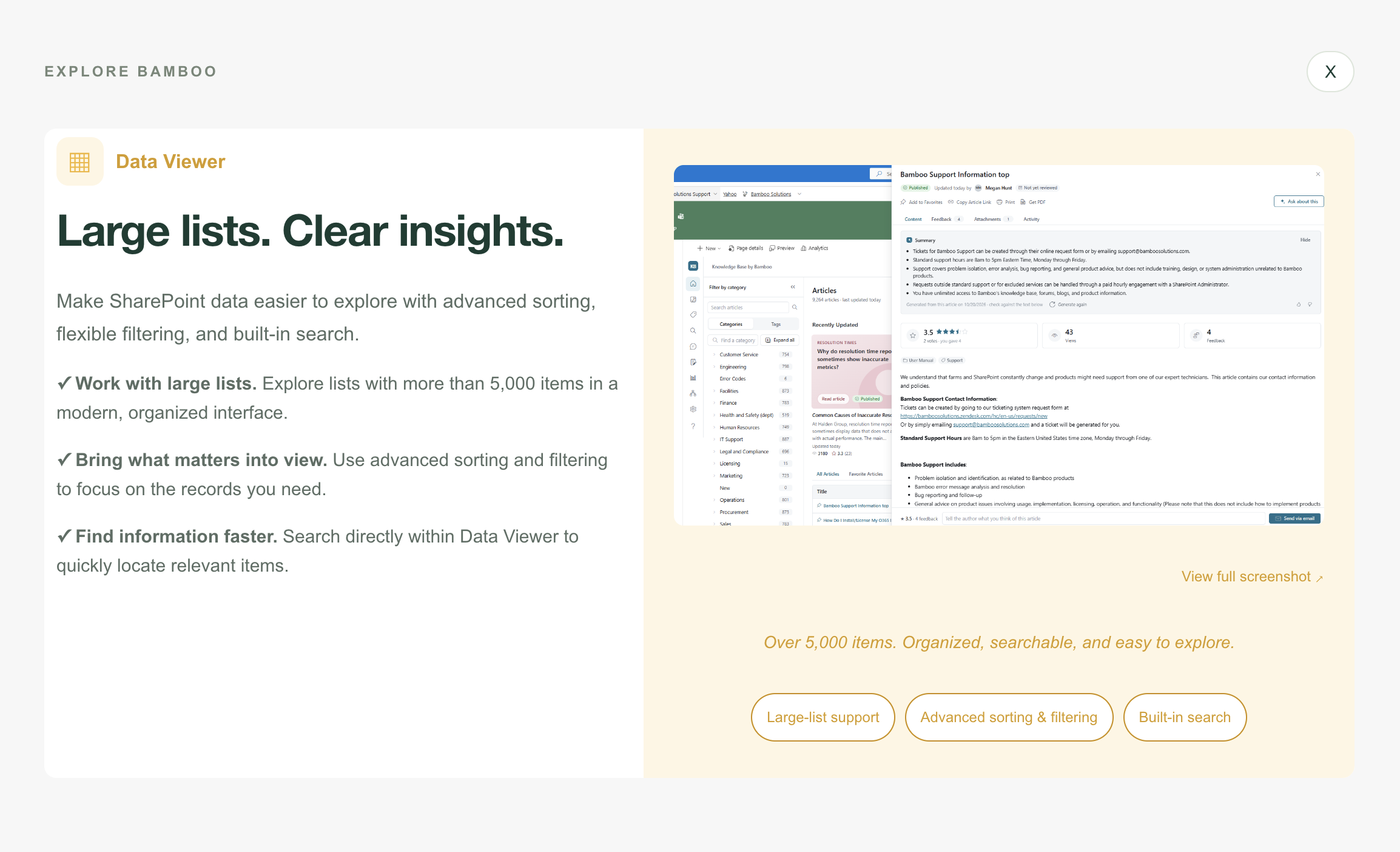 Bamboo Solutions Data Viewer product overview