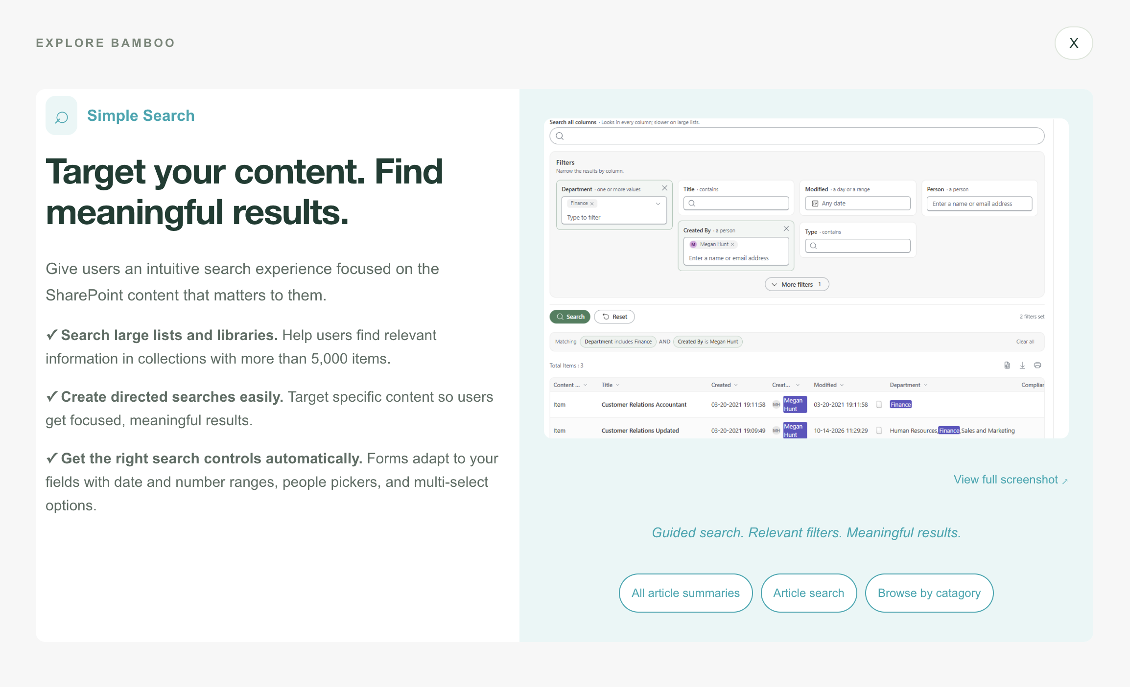 Bamboo Solutions Simple Search product overview